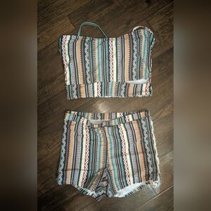 SHEIN Brown and Green High Waist Swimwear